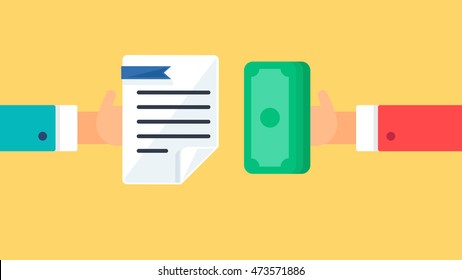 Process of payment. Rent, salary costs. Wages and income. Receipt of money. Contract and payment icon. Conclusion of contract. Pay button. Vector