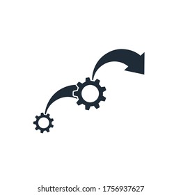 The process of phased technological development, improvement. Vector icon isolated on white background.