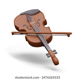 Process of playing melody on stringed musical instrument. Wooden viola