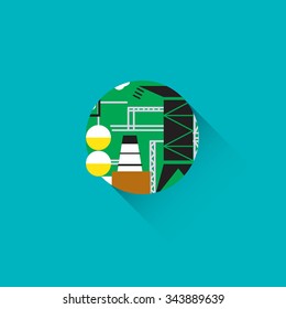 Process at the power plant. Vector illustration