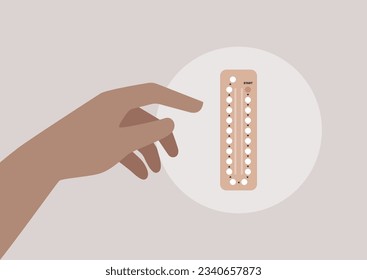 The process of pregnancy planning depicted by a hand reaching for a pack of birth control pills