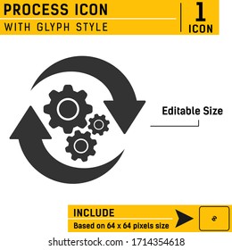 Process premium icon with glyph style isolated on white background from technology collection. Operations vector illustration concept design for graphic, web design, mobile app, logo, UI, UX and print