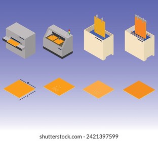 process of  printed circuit boards. Automated technology, industrial,electronic, production, manufacturing concept.vector