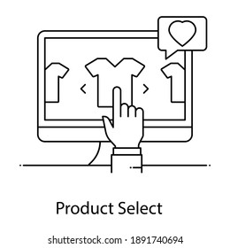 
A process of product select shown in line icon