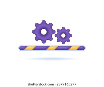 Proceso o progreso. desarrollo, mantenimiento, reparaciones, actualizaciones de versiones, actualizaciones del sistema. Optimización del rendimiento. barra de marcha y de carga. símbolo o icono. concepto de diseño 3D minimalista. elementos vectores.