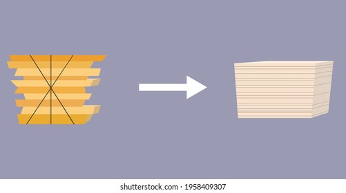 Process of recycling of waste paper. Items made from recycled paper. New life for paper. Saving the Earth and environment with recycling technologies. Wastepaper. Vector 8 eps