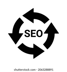 Verarbeiten, aktualisieren, seo-Symbol. Schwarze Vektorgrafiken.
