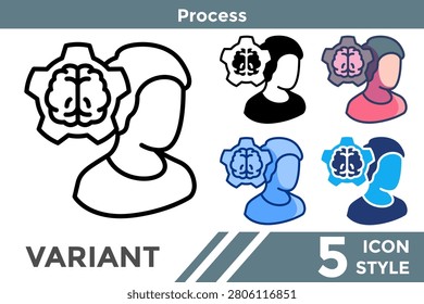Process represents structured actions that improve productivity, learning, and continuous personal growth. Line, Filled, Color, Dualtone style.
