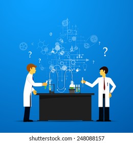 Process Research in a chemical laboratory. The concept of science, medicine and research.