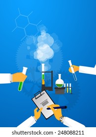 Process Research in a chemical laboratory. The concept of science, medicine and research.