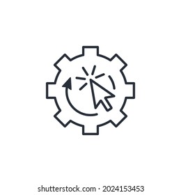 Process start, operation. Vector linear icon isolated on white background.