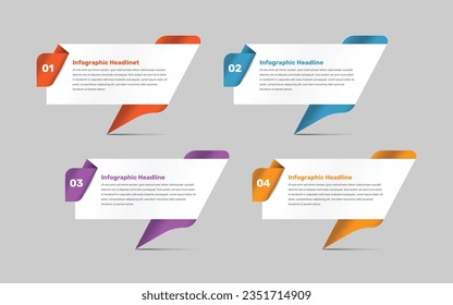 Process or steps infographic template with text bubble shape and number