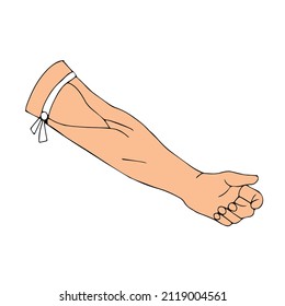 The process of taking blood from a vein with a syringe first aid to a person in an accident