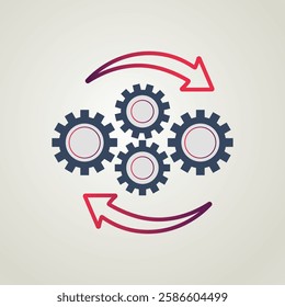 Process Technology development icon, innovation concept, system integration, software business, technical support, smart solution.