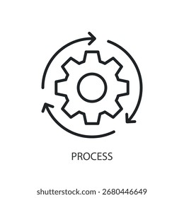 Processar ícones de vetor de linha fina.