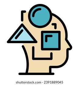 Process thinking icon outline vector. Critical mind. Skill human color flat