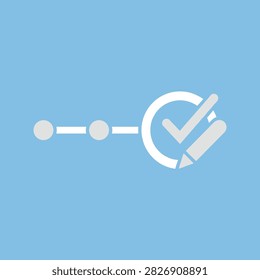 A process timeline with completed steps and checkmark