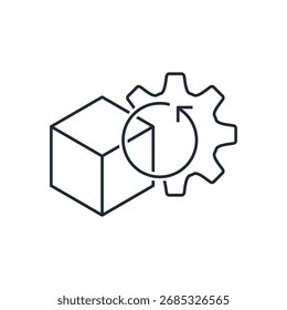 The process of transforming a product. To impart new properties and quality. Vector linear icon illustration isolated on white background.