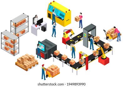 Process of transporting goods, parcels. Buying gears from online store. Worldwide sales concept
