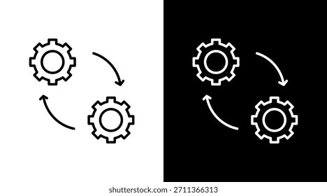Diseño de conjunto de iconos blancos de contorno de rueda de proceso