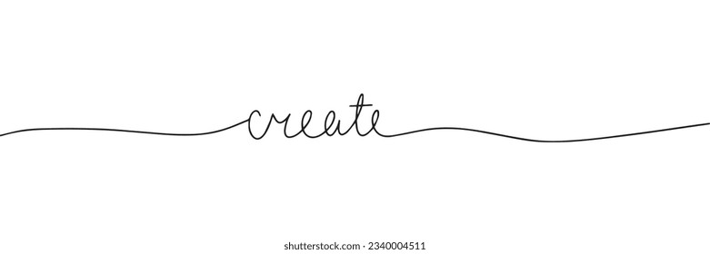 Process word. One line continuous calligraphy text. Line art handwriting, vector illustration.