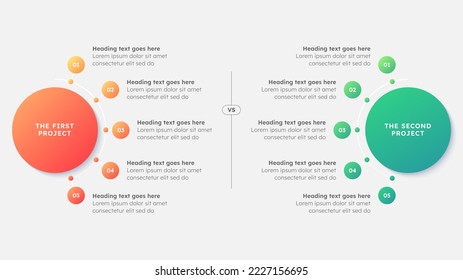 Process Workflow Features Options Comparison Chart Diagram Circles Infographic Design Template