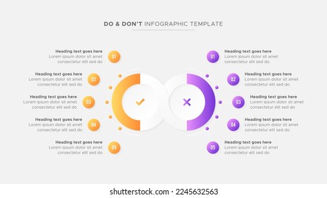 Process Workflow Features Options Comparison Chart Diagram Circles Info graphic Design Template