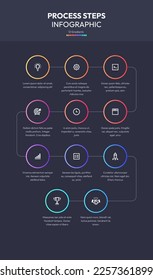 Process Workflow, Timeline, 11 Steps Modern Design Template for Infographics