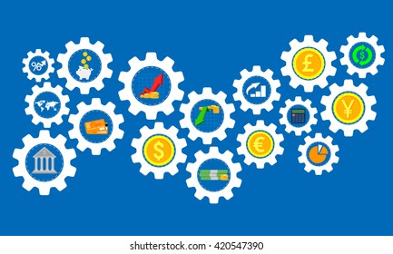 Process of world economy,economic and financial concepts illustration.