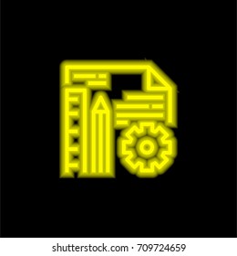 Process yellow glowing neon ui ux icon. Glowing sign logo vector