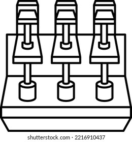 Processed cheese Filling machine Concept vector outline icon design, Caseiculture symbol, Cheesemaking Production Factory Sign, dairy products and food preservation process stock illustration