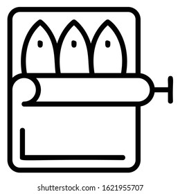 Processed seafood sealed in an airtight container concept, Hiking and Trekking Can Fish Meat on white background