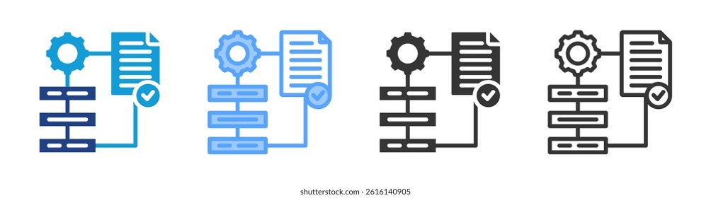 Processes icon set multiple style collection