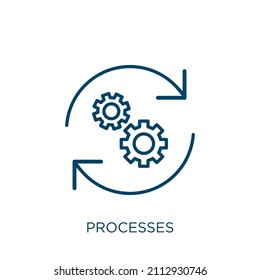 processes icon. Thin linear processes outline icon isolated on white background. Line vector processes sign, symbol for web and mobile