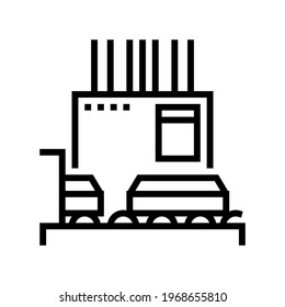 procesamiento del vector de icono de la línea de producción de aluminio. señal de producción de aluminio de procesamiento. símbolo de contorno aislado ilustración negra