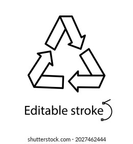 Icono de esquema de concepto de procesamiento. Función de tejido reciclable. Calidad material. Salvemos el planeta. Símbolo de contorno lineal personalizable. Trazo editable. Ilustración aislada de las existencias vectoriales