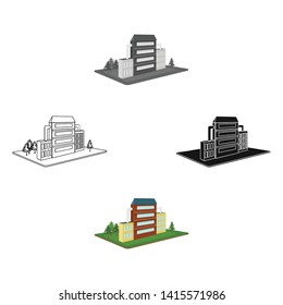 Processing factory. Factory and industry single icon in cartoon,black style isometric vector symbol stock illustration web.