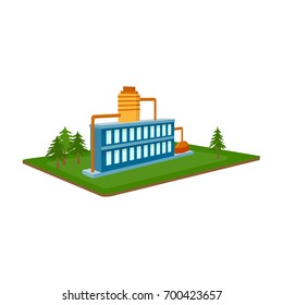 Processing factory. Factory and industry single icon in cartoon style isometric vector symbol stock illustration web.