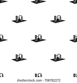 Processing factory. Factory and industry single icon in black style isometric vector symbol stock illustration web.