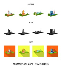 Processing factory,metallurgical plant. Factory and industry set collection icons in cartoon,black,flat style isometric vector symbol stock illustration web.