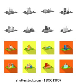 Processing factory,metallurgical plant. Factory and industry set collection icons in monochrome,flat style isometric vector symbol stock illustration web.