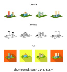 Processing factory,metallurgical plant. Factory and industry set collection icons in cartoon,outline,flat style isometric vector symbol stock illustration web.