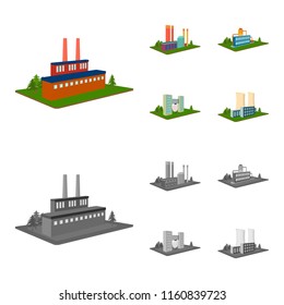 Processing factory,metallurgical plant. Factory and industry set collection icons in cartoon,monochrome style isometric vector symbol stock illustration web.