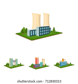 Processing factory,metallurgical plant. Factory and industry set collection icons in cartoon style isometric vector symbol stock illustration web.
