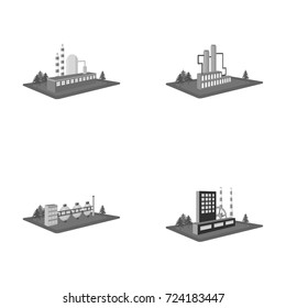 Processing factory,metallurgical plant. Factory and industry set collection icons in monochrome style isometric vector symbol stock illustration web.