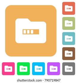 Processing folder flat icons on rounded square vivid color backgrounds.