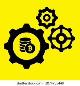Processing icon and bitcoin symbol.vector illustration