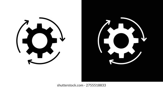 Processing icon in glyph shilhouette black and white colors