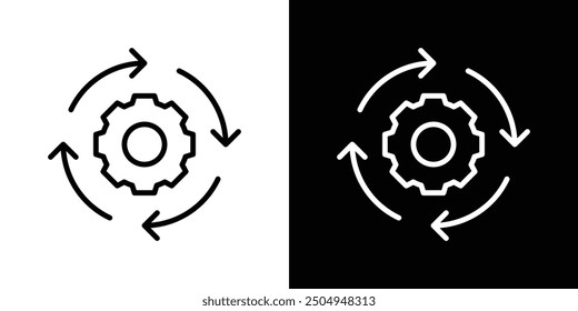 Processing icon set in black and white stroke.
