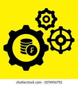 Processing icon and Swiss franc symbol.vector illustration